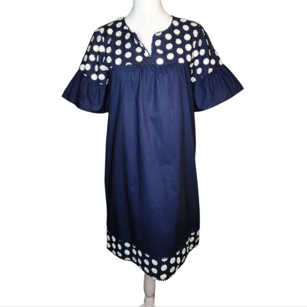 NEW J Crew Navy and White Bell Sleeve Shift Dress Size 2